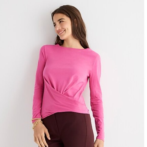 J. Crew Broken-in jersey twist-front long-sleeve T-shirt - Picture 3 of 3